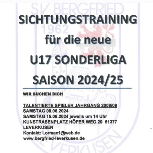 Sichtungstraining für unsere U17